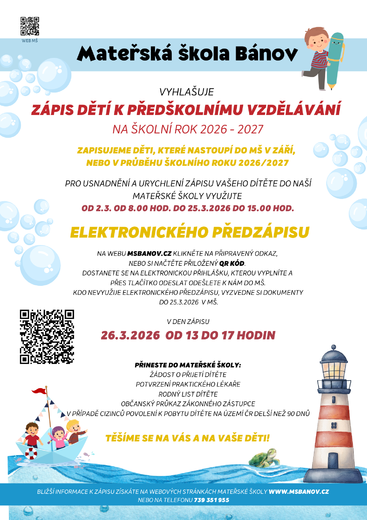 PLAKÁT K ZÁPISU DĚTÍ 2026-2027